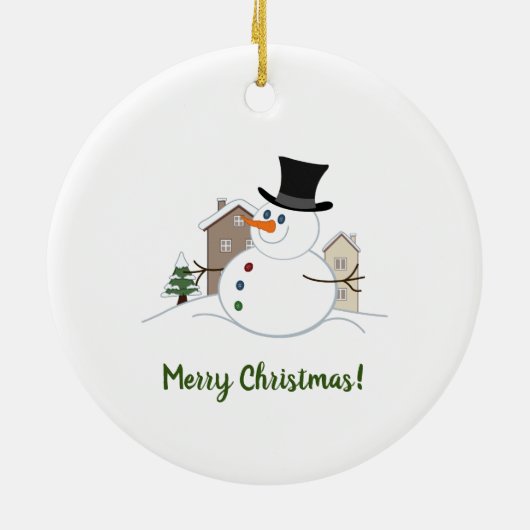 Glückliche Weihnachtsschneemobillustration Keramik Ornament (Hinten)