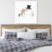 Glückliche Weihnachtsschneemobillustration Leinwanddruck (Insitu (Schlafzimmer))