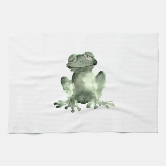 Glückliche weiße Geschirrtuchfrösche des grünen Handtuch (Horizontal)