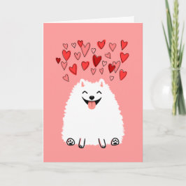 Glückliche weiße Karte des Spitz-Hundevalentines