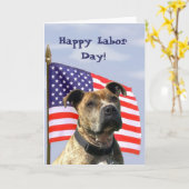 Glückliche Werktag Pitbull Grußkarte Karte (Gelbe Blume)