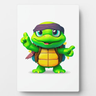 Glückliche Whimsical Schildkröte Zurück zur Schule Fotoplatte