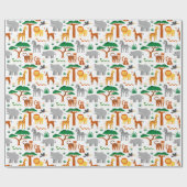 Glückliche wilde Tiere in der Savanne Geschenkpapi Geschenkpapier (Flach)