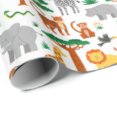 Glückliche wilde Tiere in der Savanne Geschenkpapi Geschenkpapier (Rolleneckpunkt)