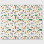 Glückliche wilde Tiere in der Savanne Geschenkpapi Geschenkpapier (Flach)