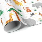Glückliche wilde Tiere in der Savanne Geschenkpapi Geschenkpapier (Rolleneckpunkt)