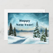 Glückliche Winterschneewaldszene im neuen Jahr Feiertagspostkarte (Vorne/Hinten)