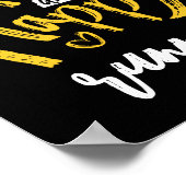 Glückliche Worte mit Gelb auf schwarzer Typografie Poster (Ecke)