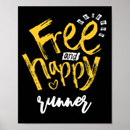 Glückliche Worte mit Gelb auf schwarzer Typografie Poster