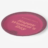 Glückliche Wünsche für Frauen rot Pappteller (Schrägansicht)