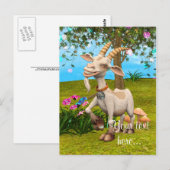 Glückliche Ziege Postkarte (Vorne/Hinten)