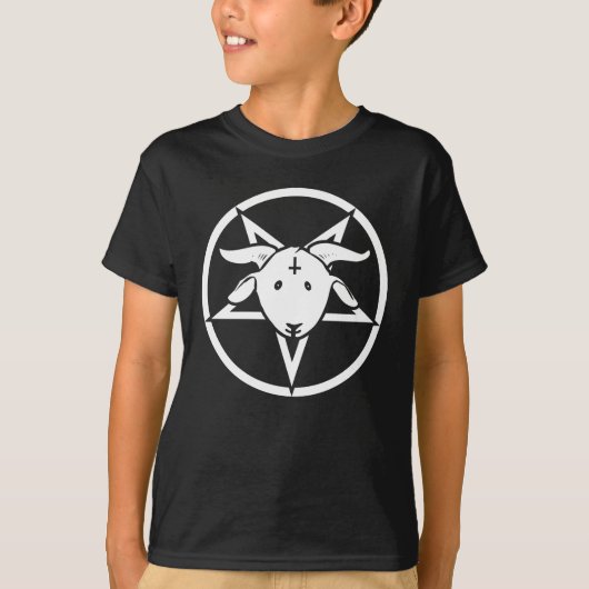 Glückliche Ziege und Pentagram T-Shirt (Vorderseite)