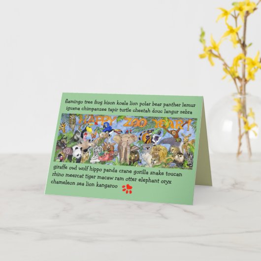 Glückliche Zoo-Jahr-Tier-Gruß-Karte Karte (Gelbe Blume)
