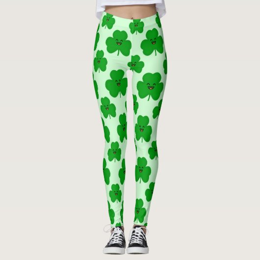 Glücklichen Kleeblatt-niedliche St Patrick Leggings (Vorderseite)