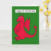 Glücklichen St David Tag - Cartoon-Drache Karte (Gelbe Blume)