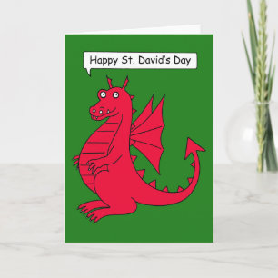 Glücklichen St David Tag - Cartoon-Drache Karte
