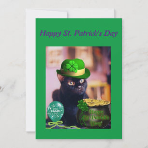 Glücklichen St Patrick Tageskarte mit Katze Feiertagskarte