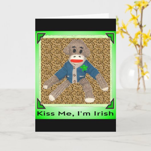 Glücklichen St Patrick Tagessocken-Affe Karte (Gelbe Blume)