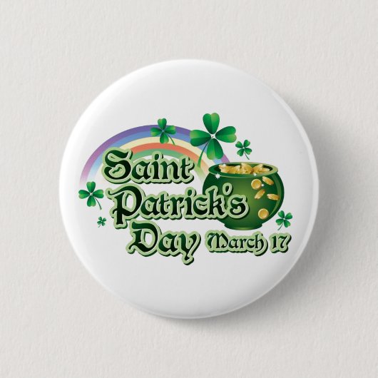 Glücklichen St Patrick Tagestext Button (Vorderseite)