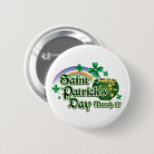 Glücklichen St Patrick Tagestext Button (Vorne & Hinten)