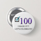 Glücklicher 100. Geburtstag Button (Vorne & Hinten)