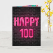 Glücklicher 100. Geburtstag Neon Sign auf Backstei Karte (Gelbe Blume)