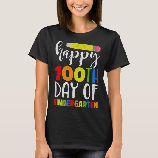 Glücklicher 100. Kindergarten für Lehrer oder Chi T-Shirt (Vorderseite)