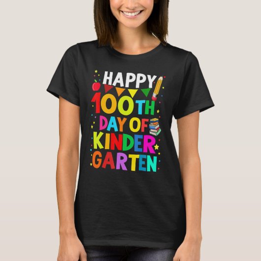 Glücklicher 100. Kindergartenlehrer 100 Tage T-Shirt (Vorderseite)