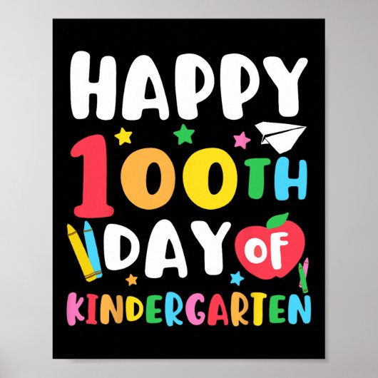 Glücklicher 100. Kindergartenlehrer Kinder 100 D Poster (Vorne)