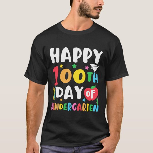 Glücklicher 100. Kindergartenlehrer Kinder 100 D T-Shirt (Vorderseite)