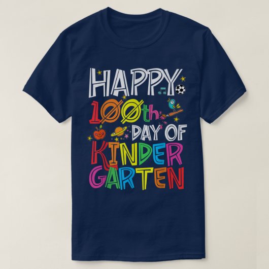 Glücklicher 100. Kindergartenlehrer oder Student T-Shirt (Design vorne)