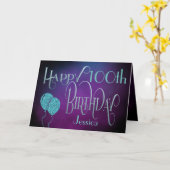 Glücklicher 100. Name Lila Aquamariner Mystischer Karte (Gelbe Blume)