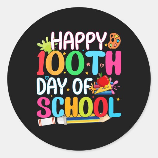 Glücklicher 100. Schullehrer Kinderhapp Runder Aufkleber (Vorderseite)