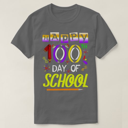 Glücklicher 100. Schullehrertag Jungen Mädchen Kin T-Shirt (Design vorne)