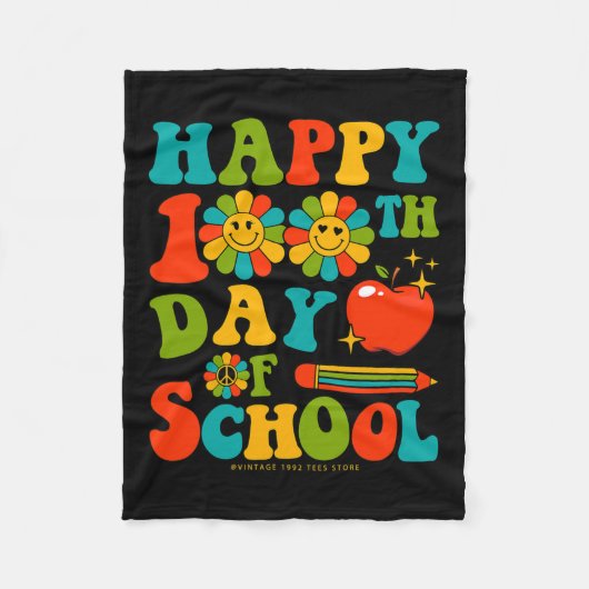 Glücklicher 100. Schullehrertag Kinder Angesagt Fleecedecke (Vorderseite)