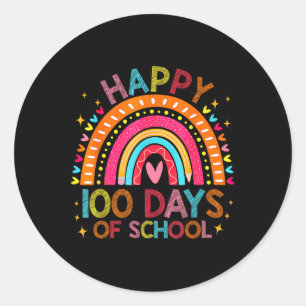Glücklicher 100. Schultag 100 Tage Regenbogenlehre Runder Aufkleber