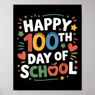 Glücklicher 100. Schultag farbenfroh 100 Tage Smar Poster