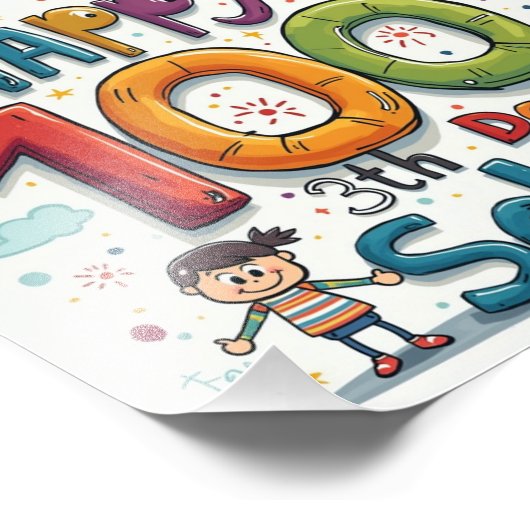 glücklicher 100. Schultag Fotodruck (Ecke)