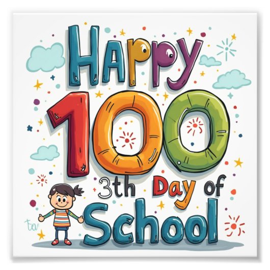 glücklicher 100. Schultag Fotodruck (Vorne)