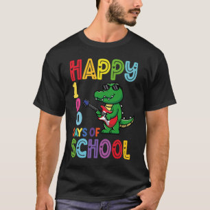 Glücklicher 100. Schultag Niedliches Krokodil spie T-Shirt