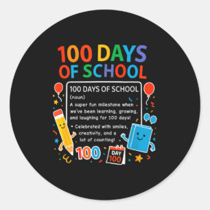 Glücklicher 100. Schultag, Schülerdesign, 100 Tage Runder Aufkleber
