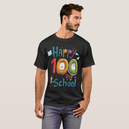 glücklicher 100. Schultag T-Shirt (Vorne ganz)