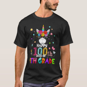 Glücklicher 100. Tag des 4. Grades Unicorn Gesicht T-Shirt