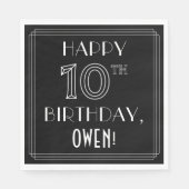 GLÜCKLICHER 10. GEBURTSTAG; Art-Déco-Stil; Individ Serviette (Vorderseite)