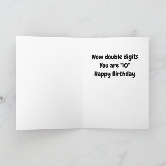 **GLÜCKLICHER 10. GEBURTSTAG** DOPPELTAGKARTE KARTE (Innenseite)