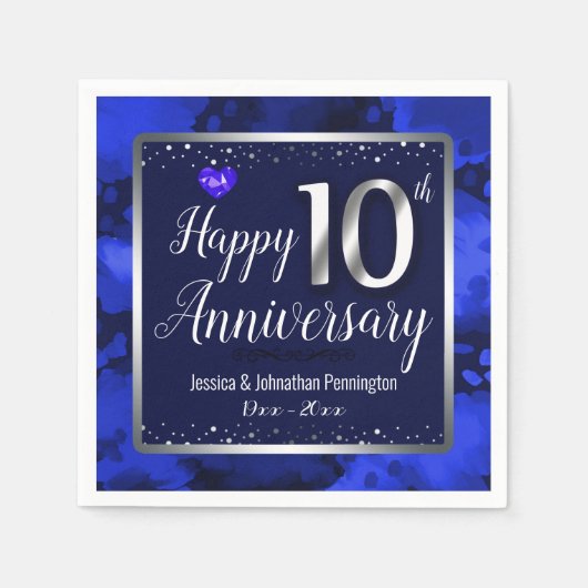 Glücklicher 10. Hochzeitstag Serviette (Vorderseite)