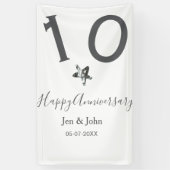 Glücklicher 10-jähriger Jubiläumsname Datum grauer Banner (Vertikal)