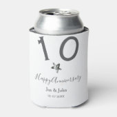 Glücklicher 10-jähriger Jubiläumsname Datum grauer Dosenkühler (Kanne Vorderseite)