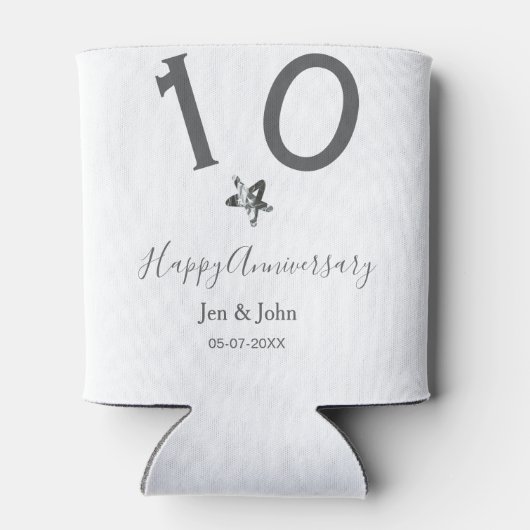Glücklicher 10-jähriger Jubiläumsname Datum grauer Dosenkühler (Rückseite)