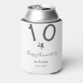 Glücklicher 10-jähriger Jubiläumsname Datum grauer Dosenkühler (Kanne Rückseite)